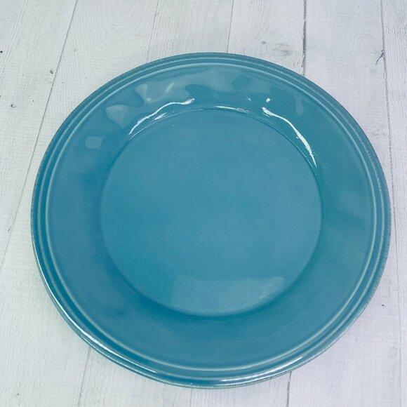 Rachael Ray CUCINA AGAVE BLUE Embossed Edge Rim Stoneware Dinner Plates Set of 4 - Picture 9 of 12